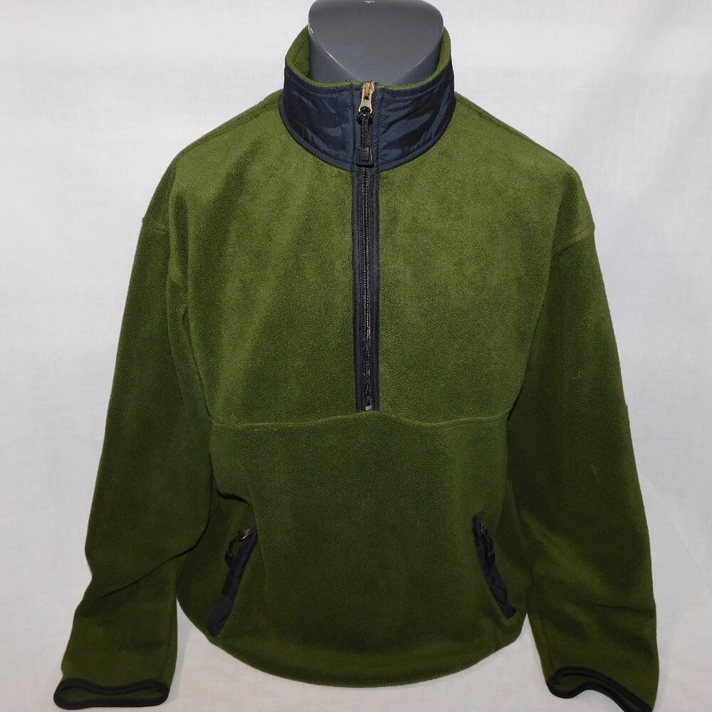 VTG 90s Nevada Jeanswear Mens L  Green 1/4 Zip Fleece Pullover Sweater Jacket